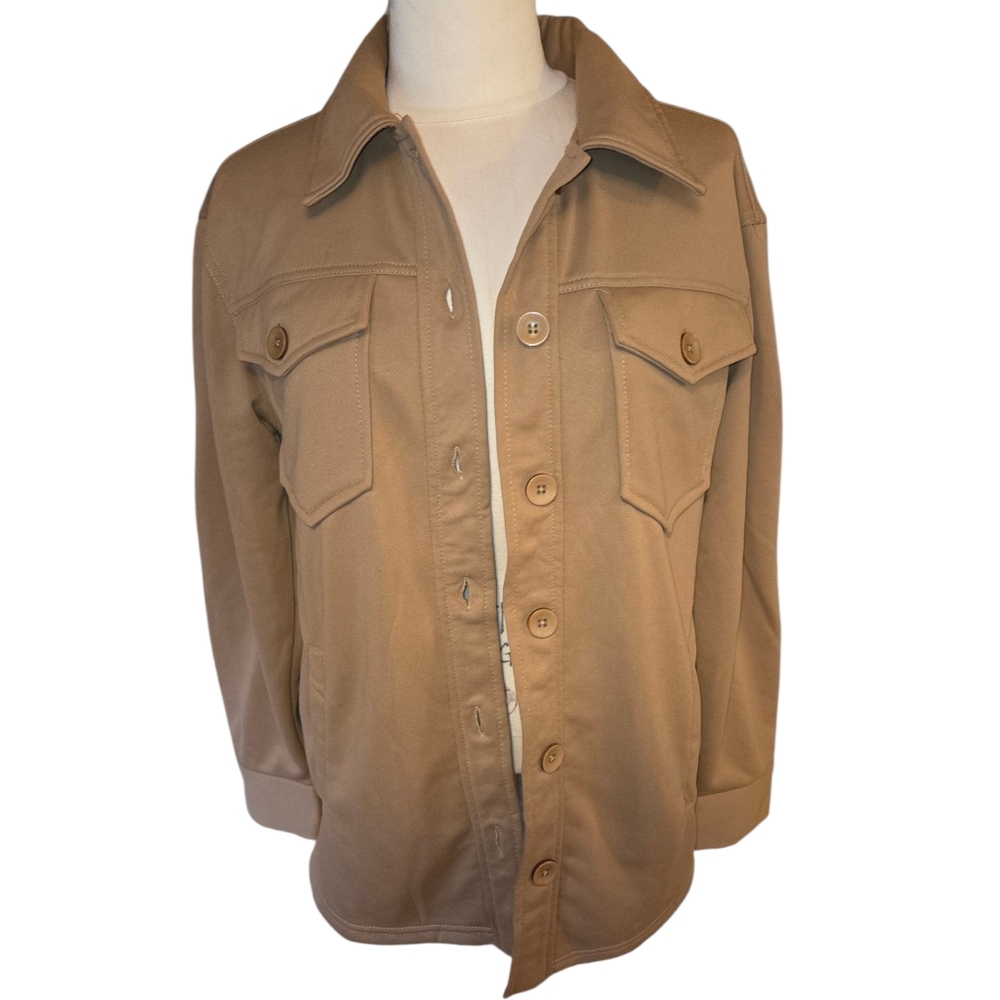Bagatelle Tan Button-Up Jacket Shacket Long Sleeve Front Pockets XS NWT